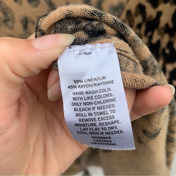Halogen Linen Blend Leopard Print Cardigan Mobwife Animal Print Size Large - Picture 7 of 7
